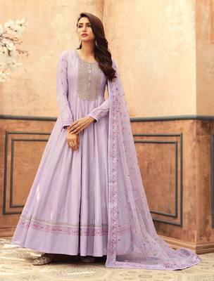 Lavender embroidered silk salwar 1
