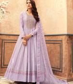 Lavender embroidered silk salwar