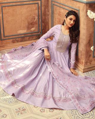 Lavender embroidered silk salwar 2