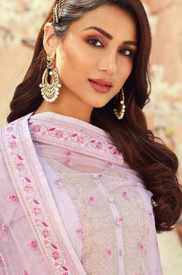 Lavender embroidered silk salwar 4