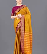 Yellow Woven Cotton Silk Saree With Blouse