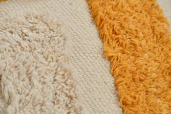 Tufted Cushion Cover Top Triangles, Yellow, Off-White, 16 inches 3