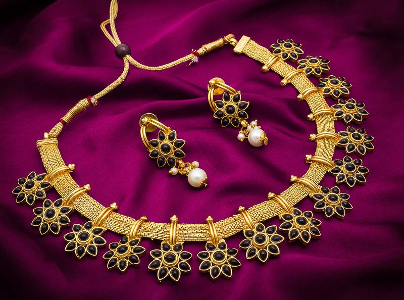 multicolor Traditinal Gold Plated Alloy Necklace