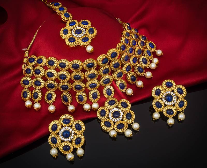 multicolor Traditinal Gold Plated Alloy Necklace