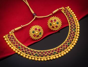 multicolor Traditinal Gold Plated Alloy Necklace 1