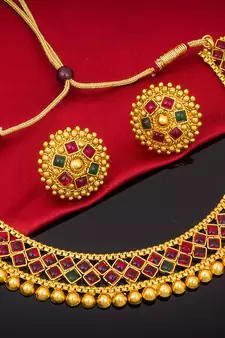 multicolor Traditinal Gold Plated Alloy Necklace