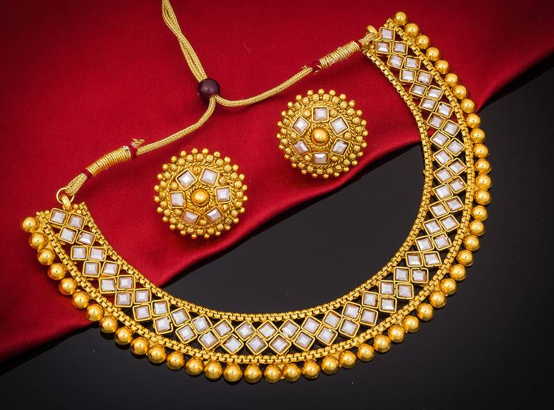 multicolor Traditinal Gold Plated Alloy Necklace