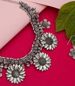 Traditinal Silver Plated Oxidised Necklace