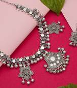 Traditinal Silver Plated Oxidised Necklace