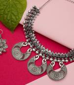 Traditinal Silver Plated Oxidised Necklace