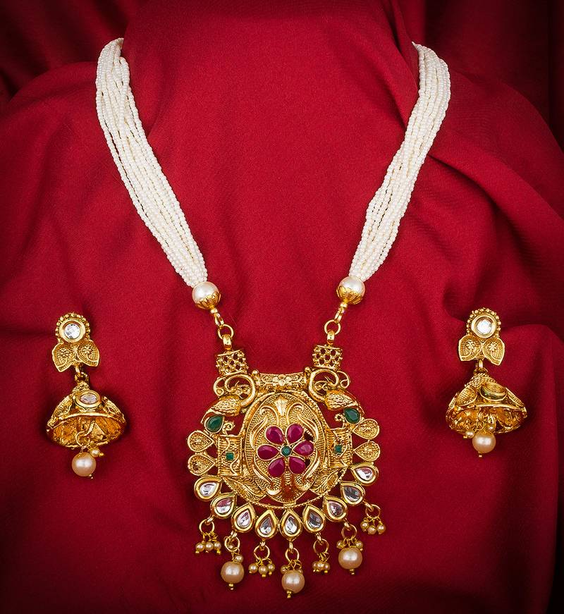 multicolor Traditinal Gold Plated Alloy Necklace