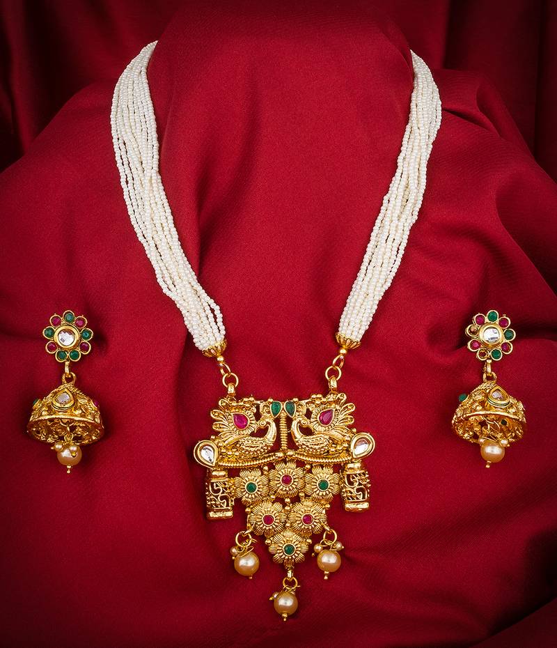 multicolor Traditinal Gold Plated Alloy Necklace