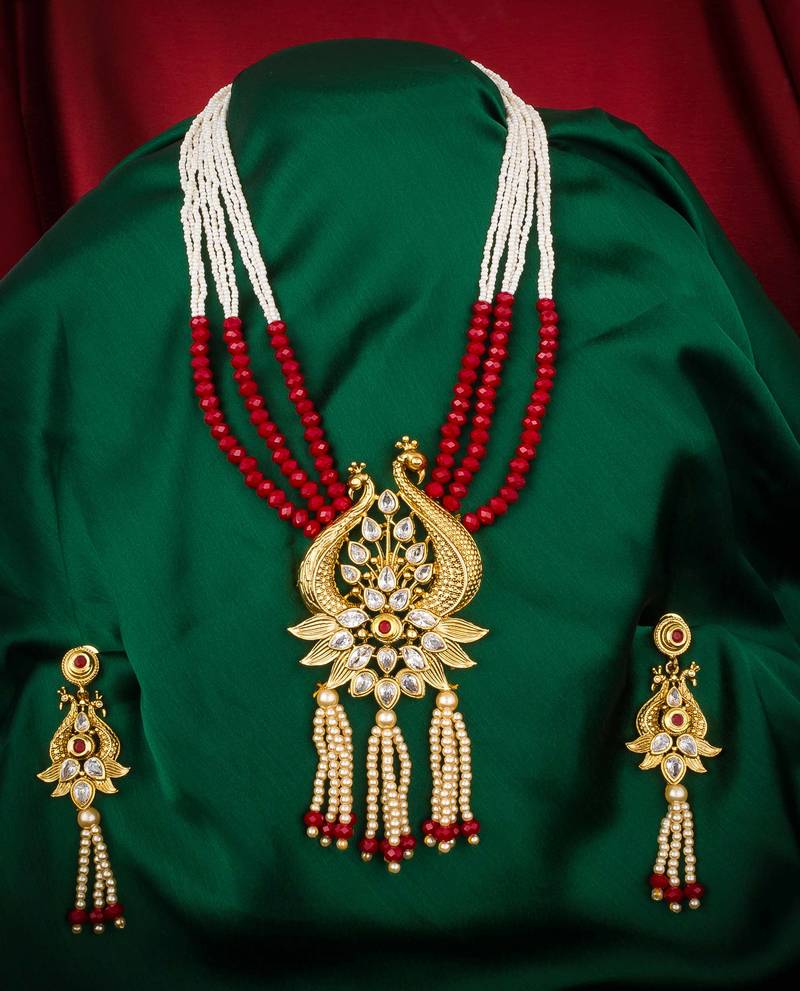 multicolor Traditinal Gold Plated Alloy Necklace