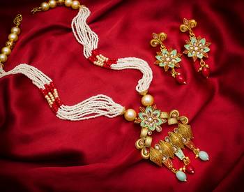 multicolor Traditinal Gold Plated Alloy Necklace 1