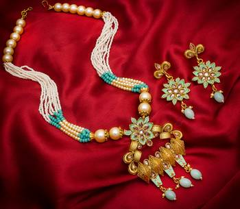 multicolor Traditinal Gold Plated Alloy Necklace 1