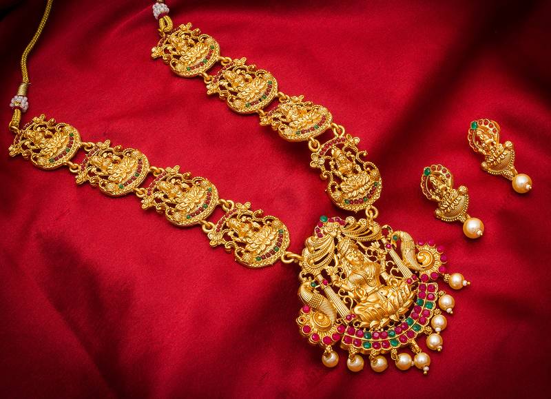 multicolor Traditinal Gold Plated Alloy Necklace