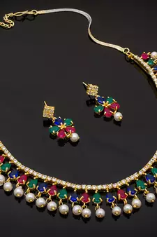 multicolor Traditinal Gold Plated Alloy Necklace