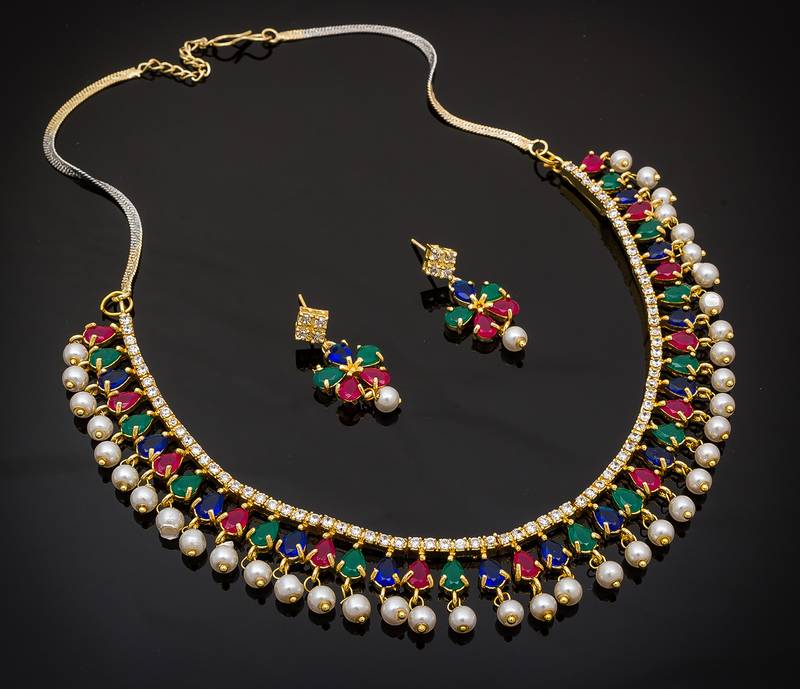 multicolor Traditinal Gold Plated Alloy Necklace