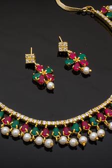 multicolor Traditinal Gold Plated Alloy Necklace