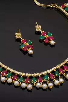 multicolor Traditinal Gold Plated Alloy Necklace