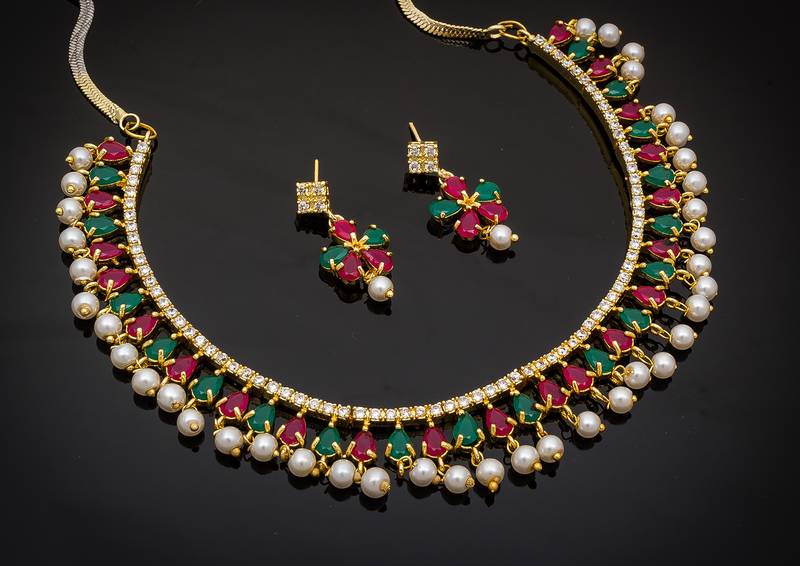 multicolor Traditinal Gold Plated Alloy Necklace