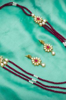 multicolor Traditinal Gold Plated Alloy Necklace