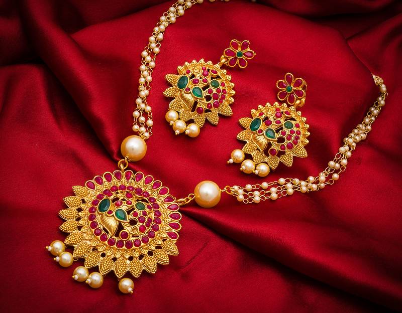 multicolor Traditinal Gold Plated Alloy Necklace