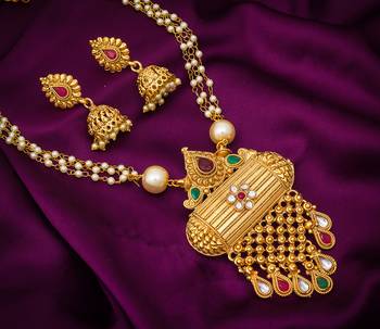 multicolor Traditinal Gold Plated Alloy Necklace 1