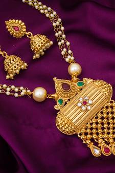 multicolor Traditinal Gold Plated Alloy Necklace