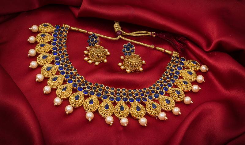 multicolor Traditinal Gold Plated Alloy Necklace