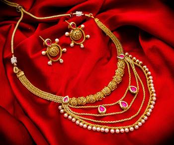 multicolor Traditinal Gold Plated Alloy Necklace 1