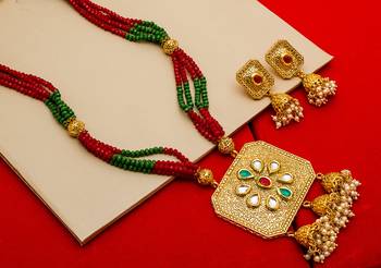 multicolor Traditinal Gold Plated Alloy Necklace 1