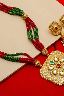 multicolor Traditinal Gold Plated Alloy Necklace
