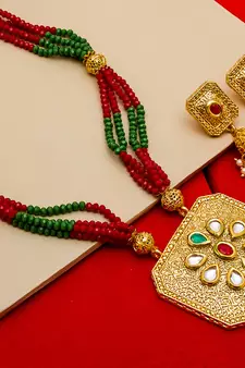 multicolor Traditinal Gold Plated Alloy Necklace