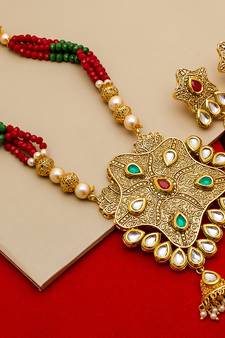 multicolor Traditinal Gold Plated Alloy Necklace