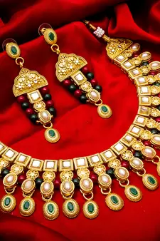 multicolor Traditinal Gold Plated Alloy Necklace