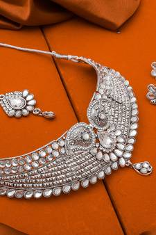 Traditinal Silver Plated Oxidised Necklace