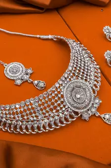 Traditinal Silver Plated Oxidised Necklace