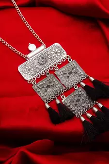 Traditinal Silver Plated Oxidised Necklace