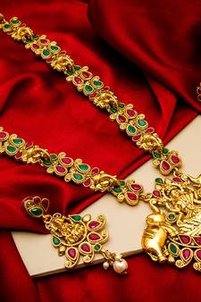 multicolor Traditinal Gold Plated Alloy Necklace