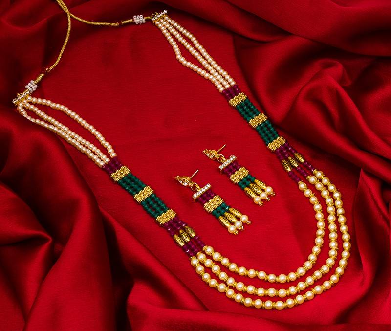 multicolor Traditinal Gold Plated Alloy Necklace