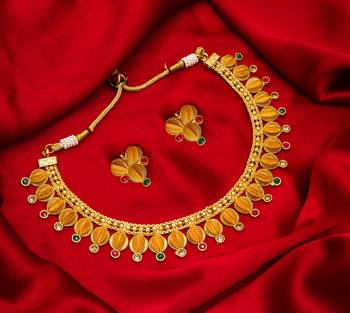 multicolor Traditinal Gold Plated Alloy Necklace 1