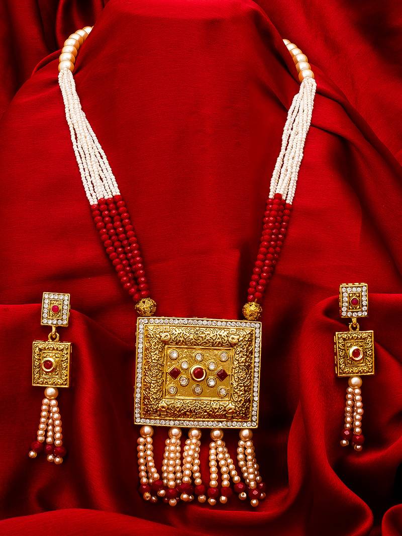 multicolor Traditinal Gold Plated Alloy Necklace