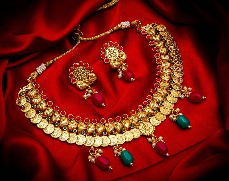 multicolor Traditinal Gold Plated Alloy Necklace