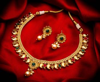multicolor Traditinal Gold Plated Alloy Necklace 1