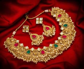multicolor Traditinal Gold Plated Alloy Necklace 1