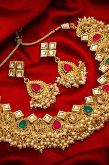 multicolor Traditinal Gold Plated Alloy Necklace