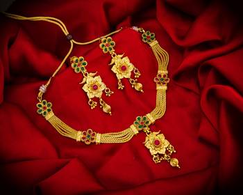 multicolor Traditinal Gold Plated Alloy Necklace 1