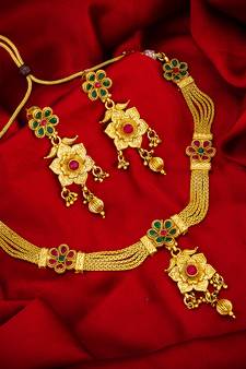 multicolor Traditinal Gold Plated Alloy Necklace