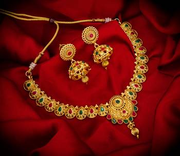 multicolor Traditinal Gold Plated Alloy Necklace 1